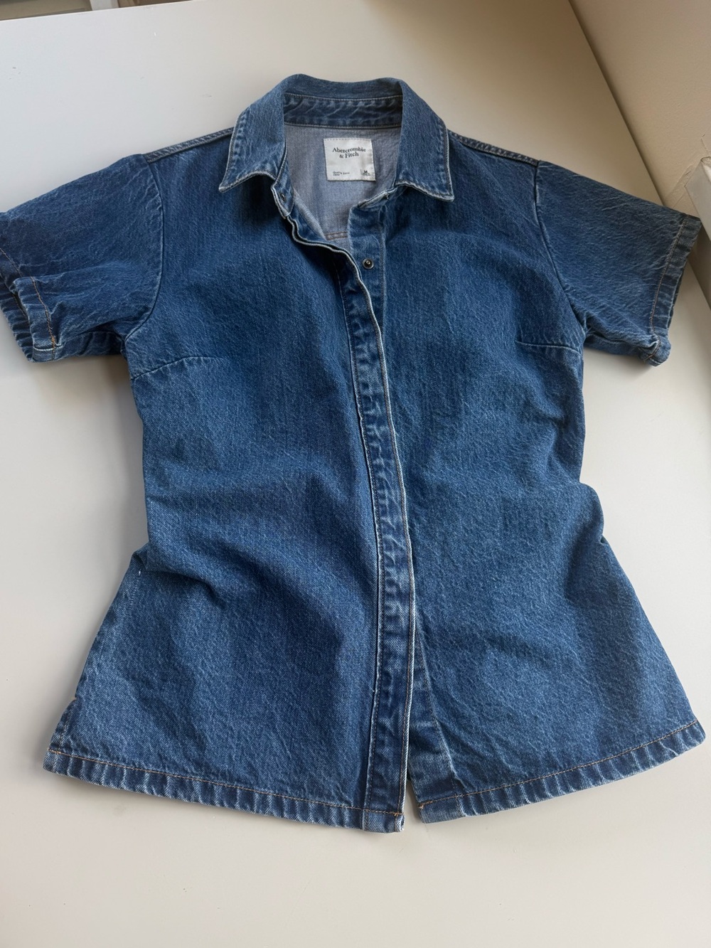 Abercrombie & Fitch Denim Peplum Shirt Medium Wash M - Picture 13 of 14